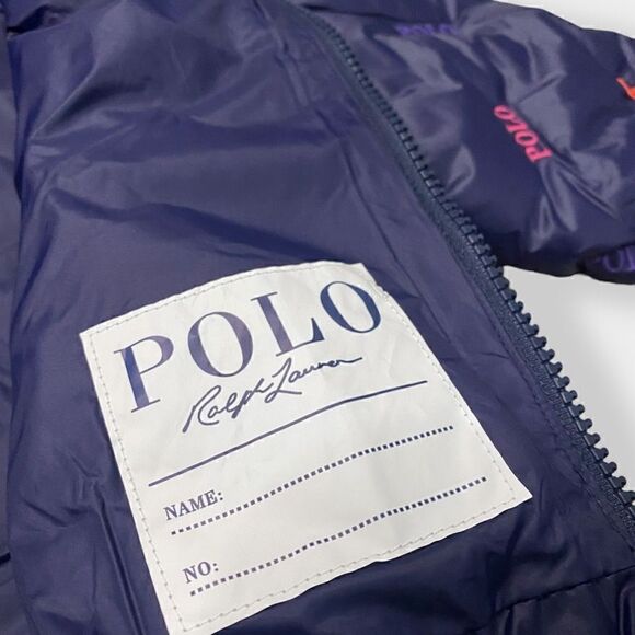 Polo Ralph Lauren Toddler Unisex Navy Logo Quilted Down Jacket size 2T New - Picture 7 of 12